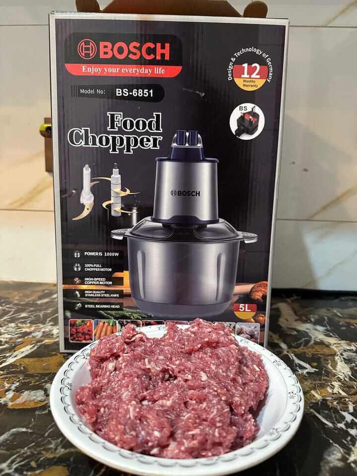 Electric Meat Chopper 6-Blade (Bosch-Style, Germany Lot, 2 Speed)