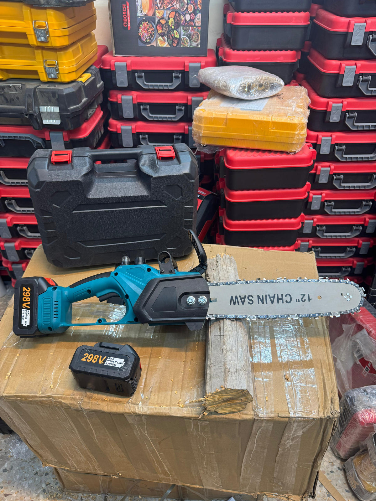 Amazon lot Rechargeable 298v 12inch chainsaw with double battery