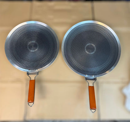 Honeycomb Non-Stick Tawa with Wooden Handle (34cm & 36cm)