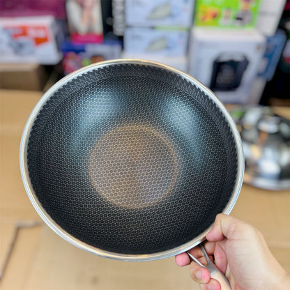 32 cm Honeycomb lesser coating deep fry pan with food stamer