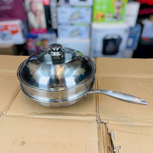 32cm Honeycomb lesser coating deep fry pan with  XL food stamer
