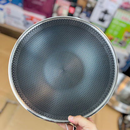 32cm Honeycomb lesser coating deep fry pan with  XL food stamer