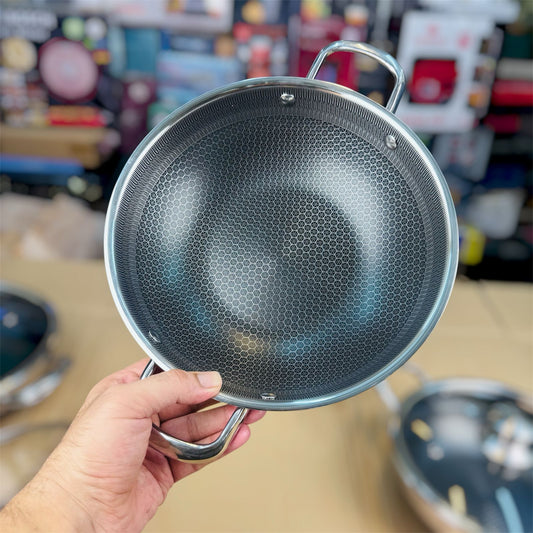 3 pcs lesser coating honeycomb shallow handi  30 cm+32 cm+ 34cm+