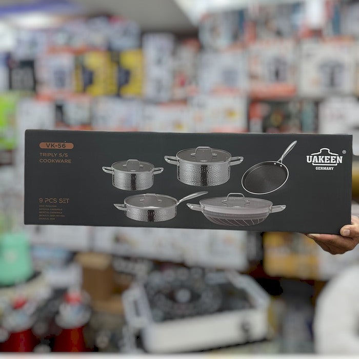 UAKEEN 9pcs triply stainless steel cookware set VK_56