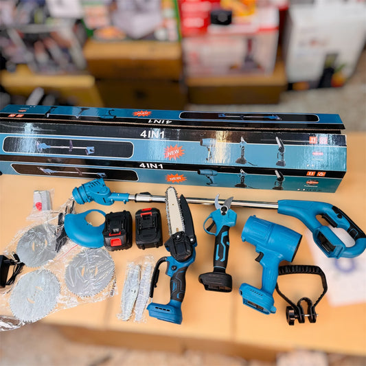4-in-1 Multifunctional Cordless Garden Tools Set (Chainsaw, Shears, Blower, Cutter)