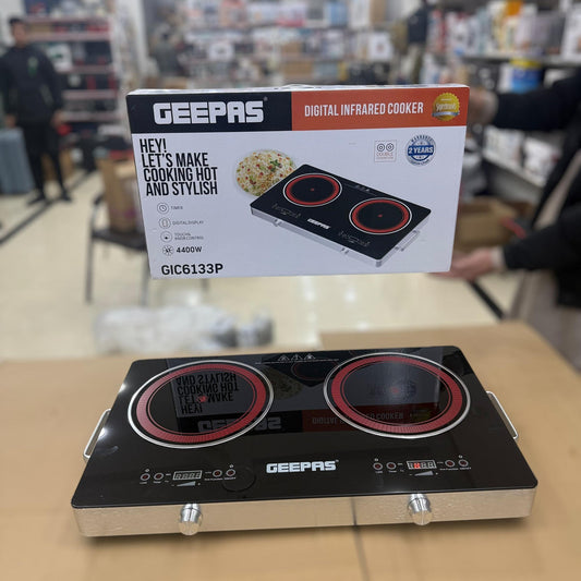 Geepas Double Digital Infrared Hot Plate 6133 (Dual Burner Cooktop)
